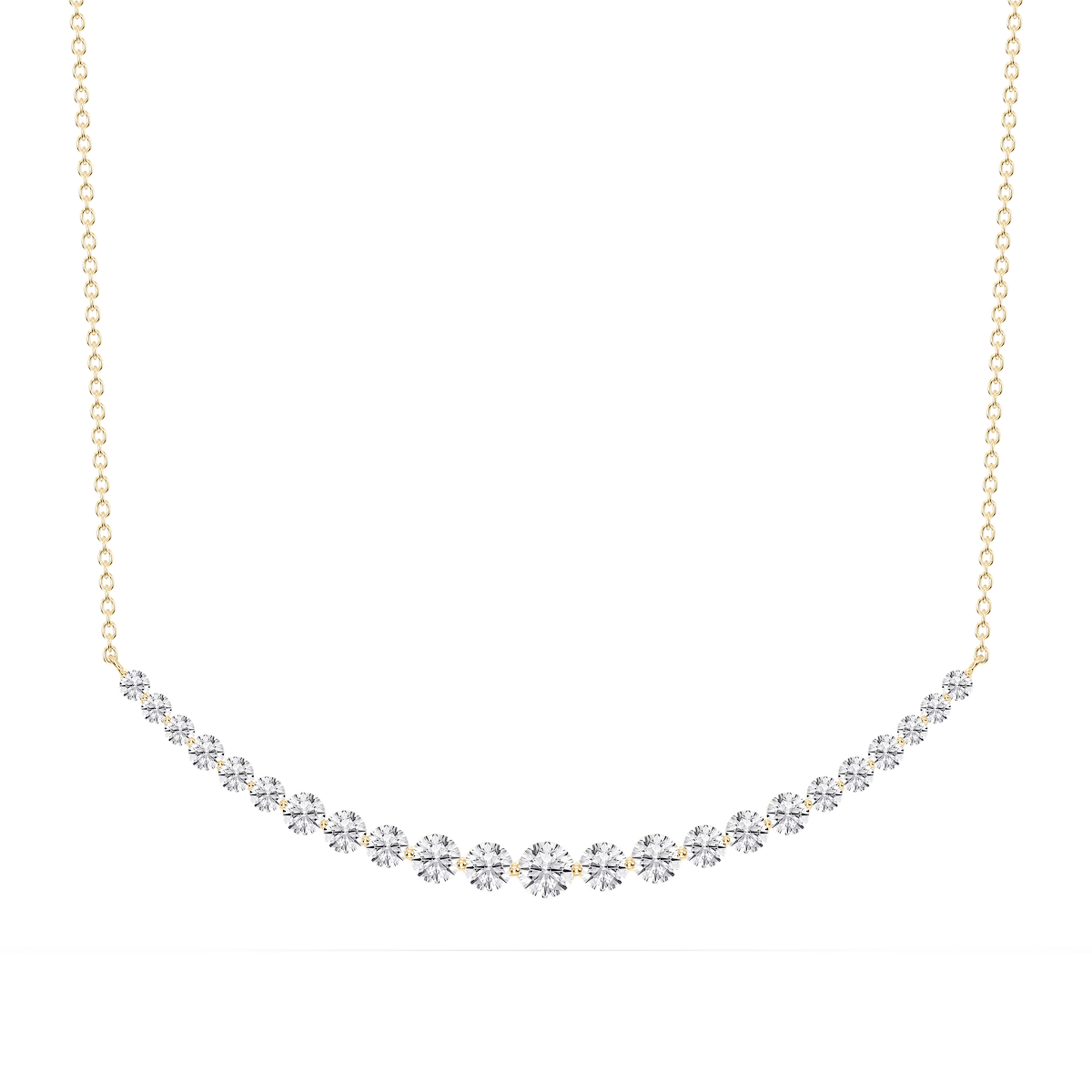 2 ctw Round Lab Grown Diamond Shared Prong Smile Necklace - 18 Inches