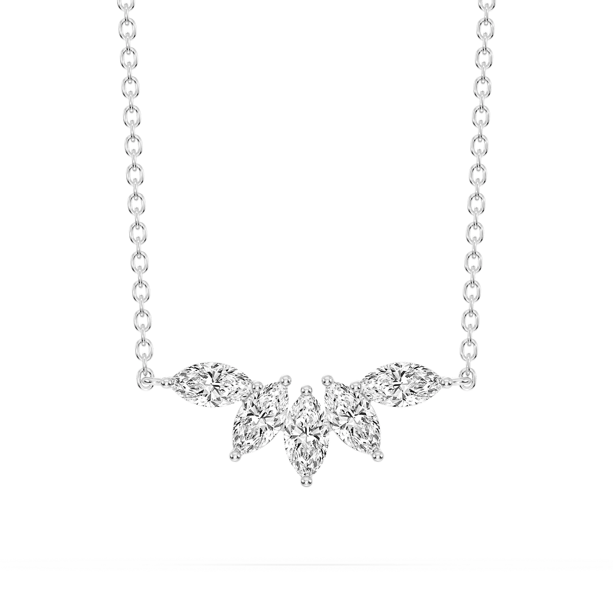 3/4 ctw Marquise Lab Grown Diamond Five-Stone Necklace - 18 Inches