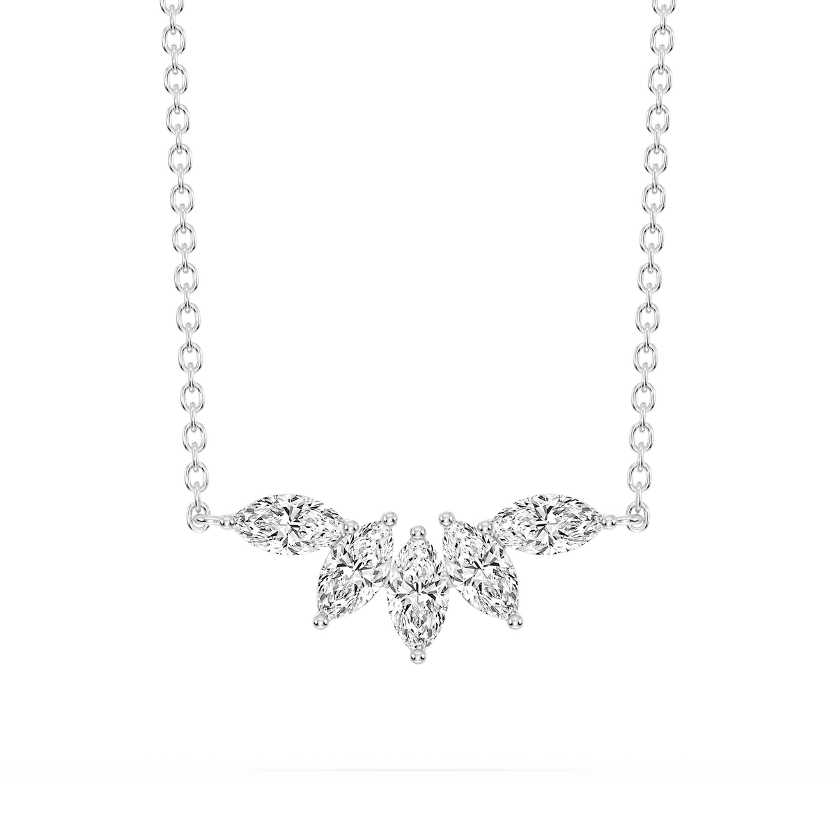 3/4 ctw Marquise Lab Grown Diamond Five-Stone Necklace - 18 Inches