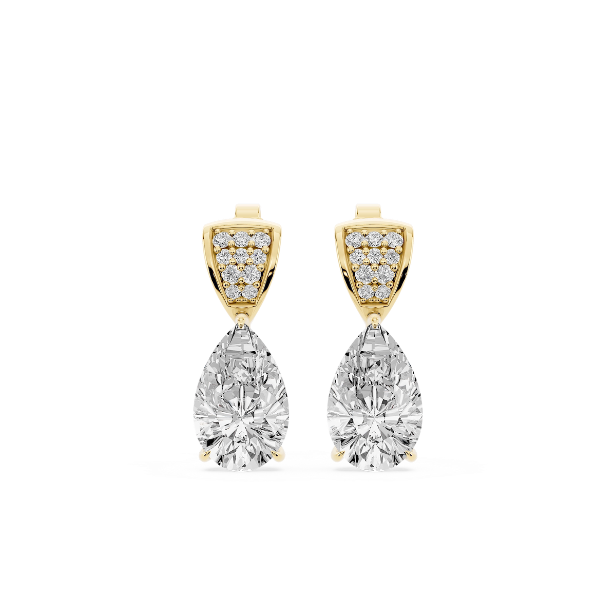 3 ¹⁄₁₀ ctw Pear and Round Lab Grown Diamond Pavé Drop Stud Earrings