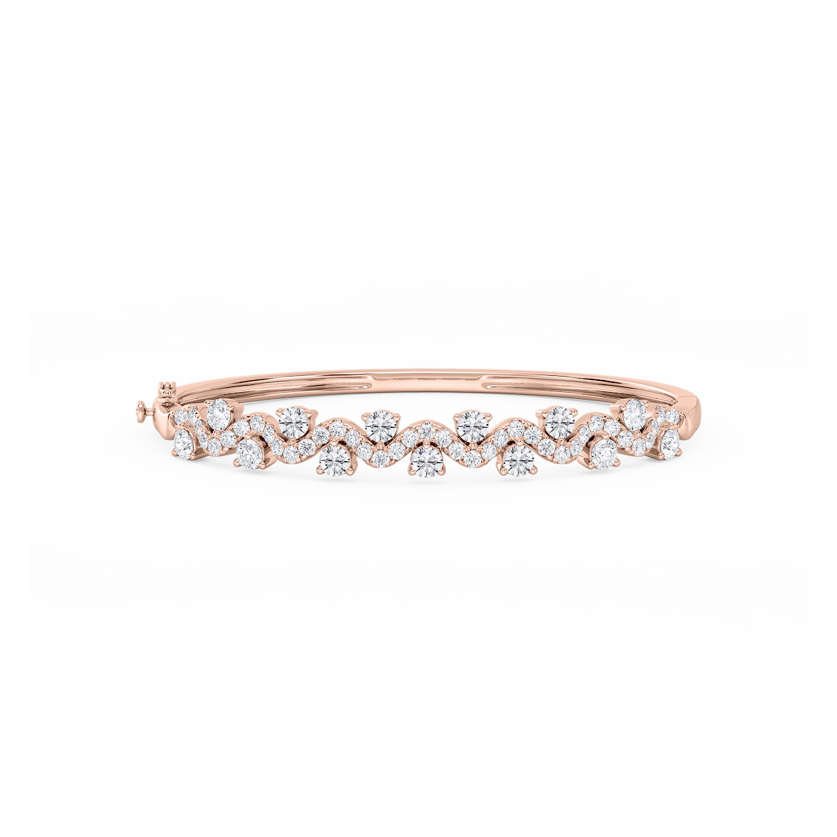 3 ¼ ctw Round Lab Grown Diamond Wave Bangle Bracelet  - 7.25 Inches