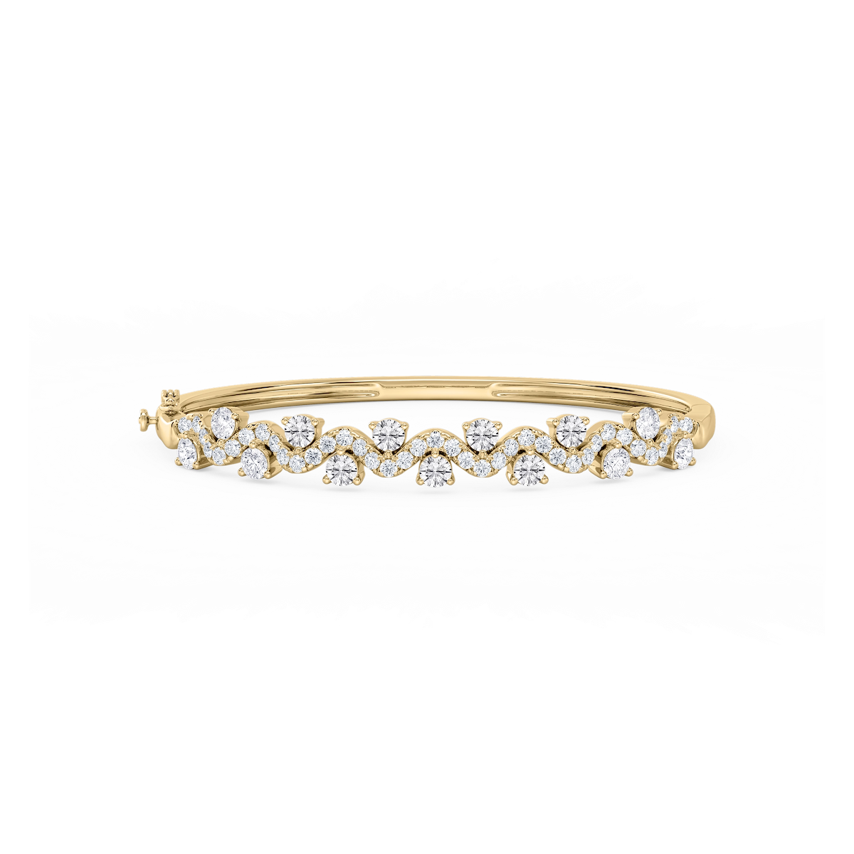 3 ¼ ctw Round Lab Grown Diamond Wave Bangle Bracelet  - 7.25 Inches