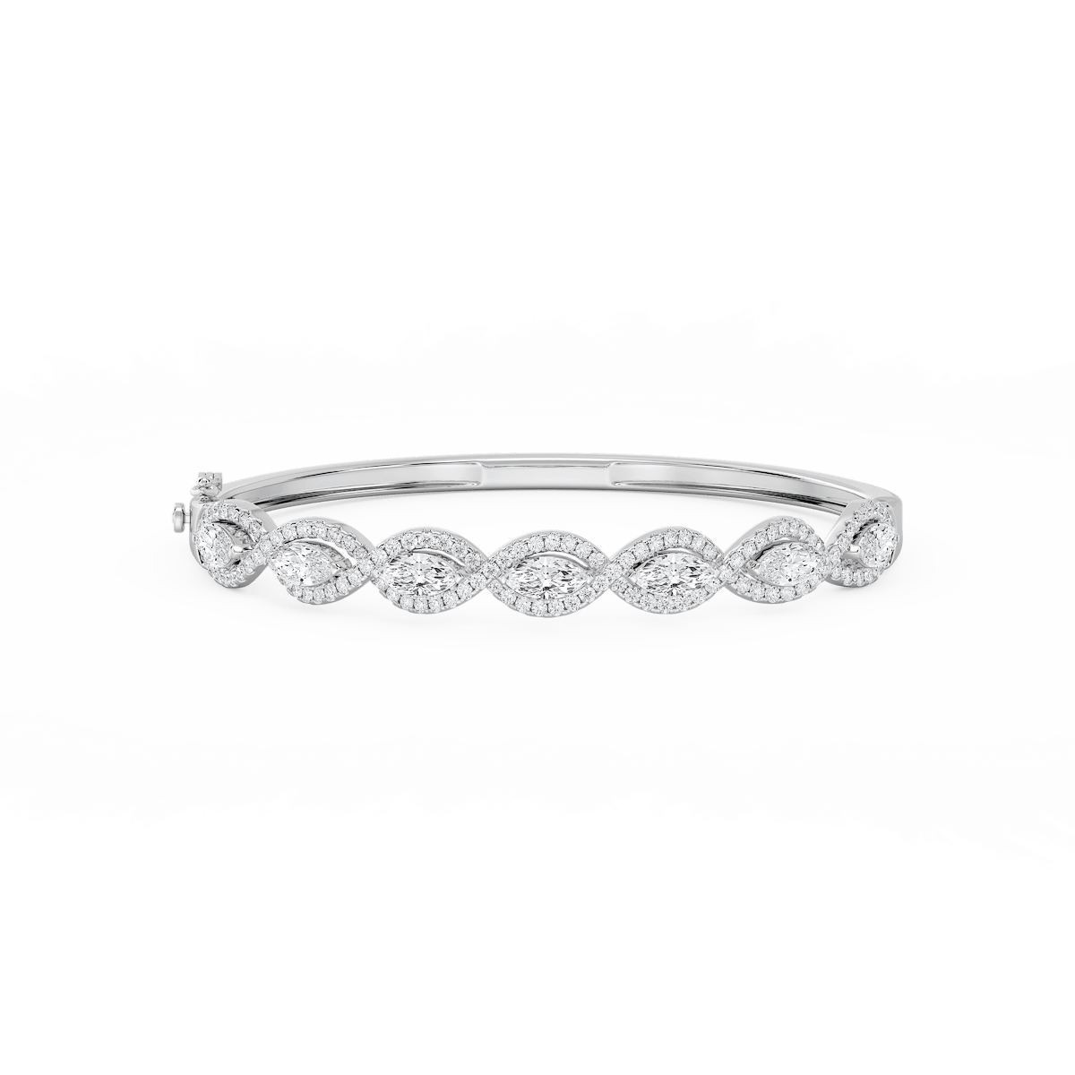 4 ⅞ ctw Round and Marquise Lab Grown Diamond Infinity Bangle Bracelet  - 7.25 Inches