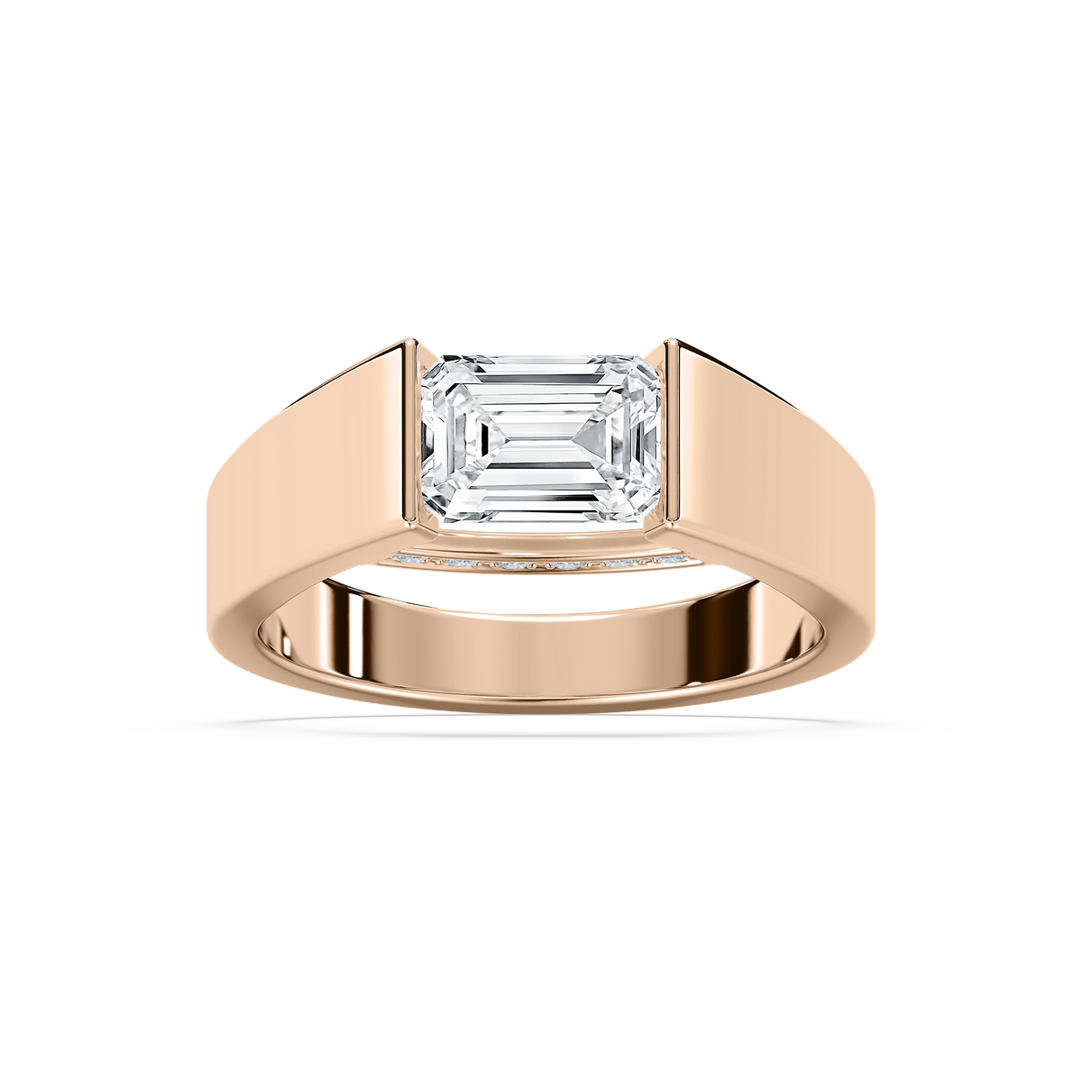 Alina Emerald Tension Set Engagement Ring in Rose Gold