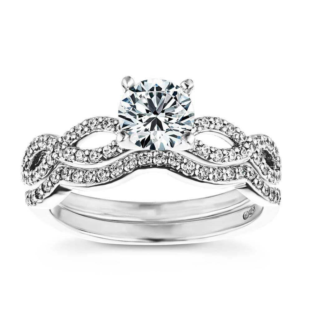 Allure Wedding Set shown with a 1.0ct Round cut Lab-Grown Diamond in recycled 14K white gold | Allure Wedding Set 1.0ct round cut lab grown diamond recycled 14K white gold