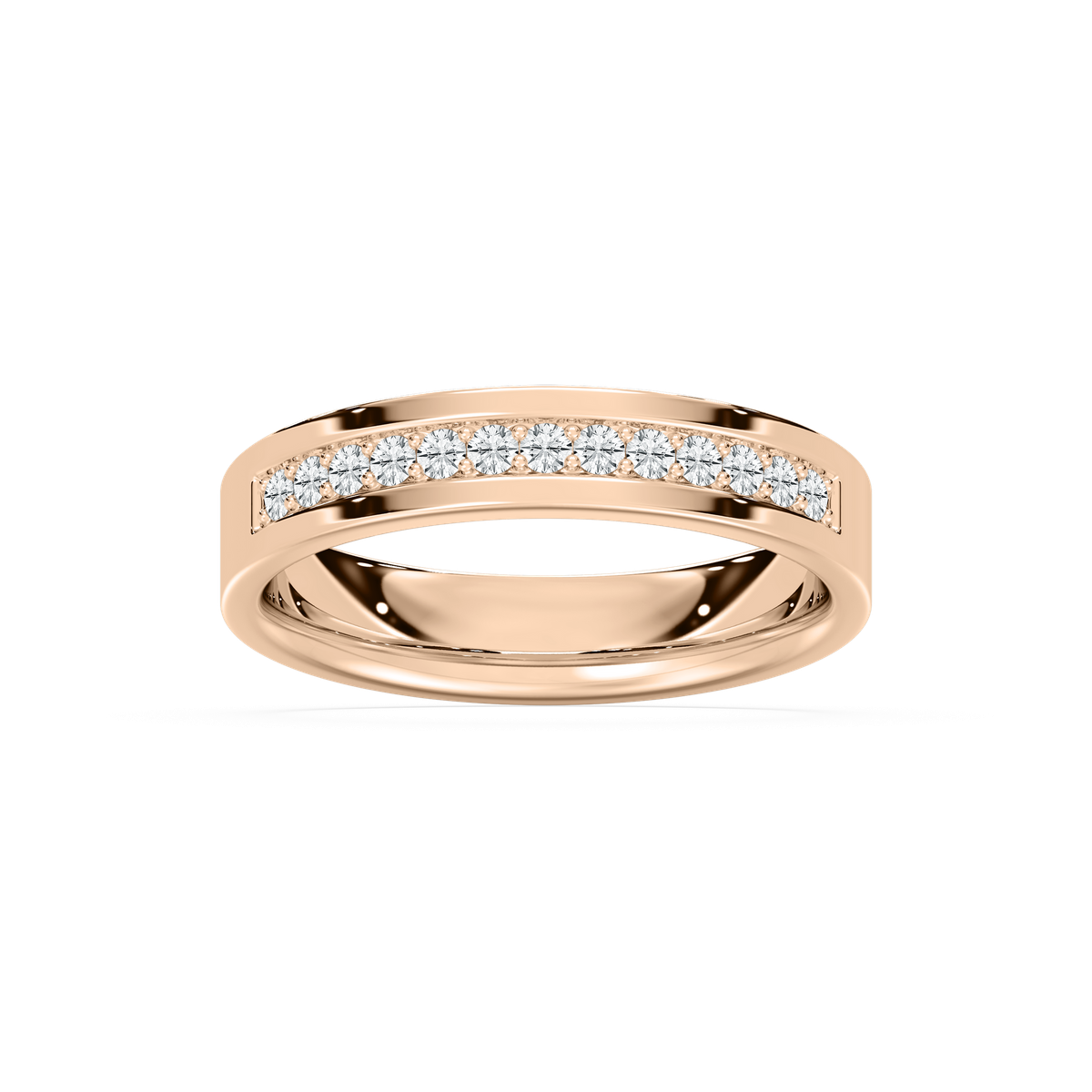 Beau Flat Edge Channel Band in Rose Gold