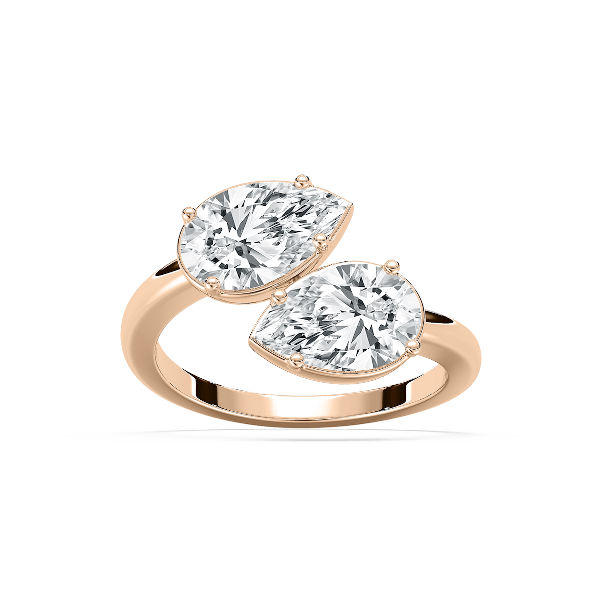 Bold Pear Toi et Moi in Rose Gold