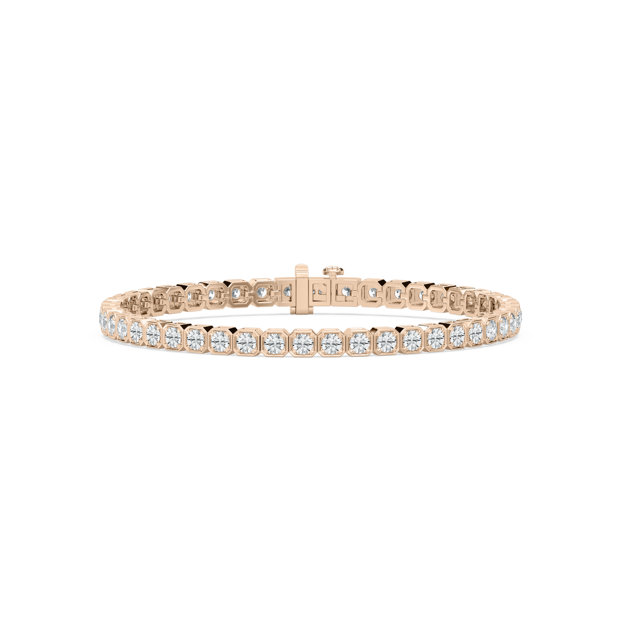 Bold Round Bezel Tennis Bracelet in Rose Gold