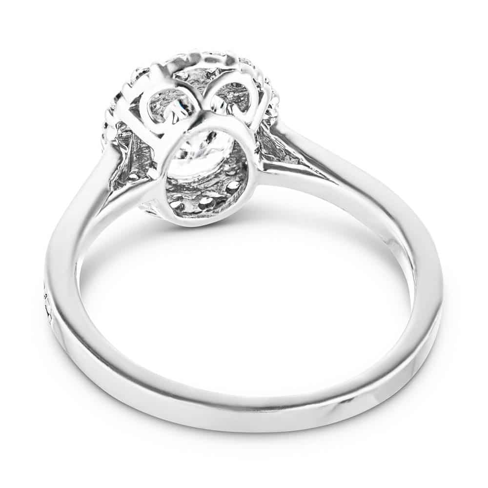 Shown with 1ct Oval Cut Lab Grown Diamond in 14k White Gold