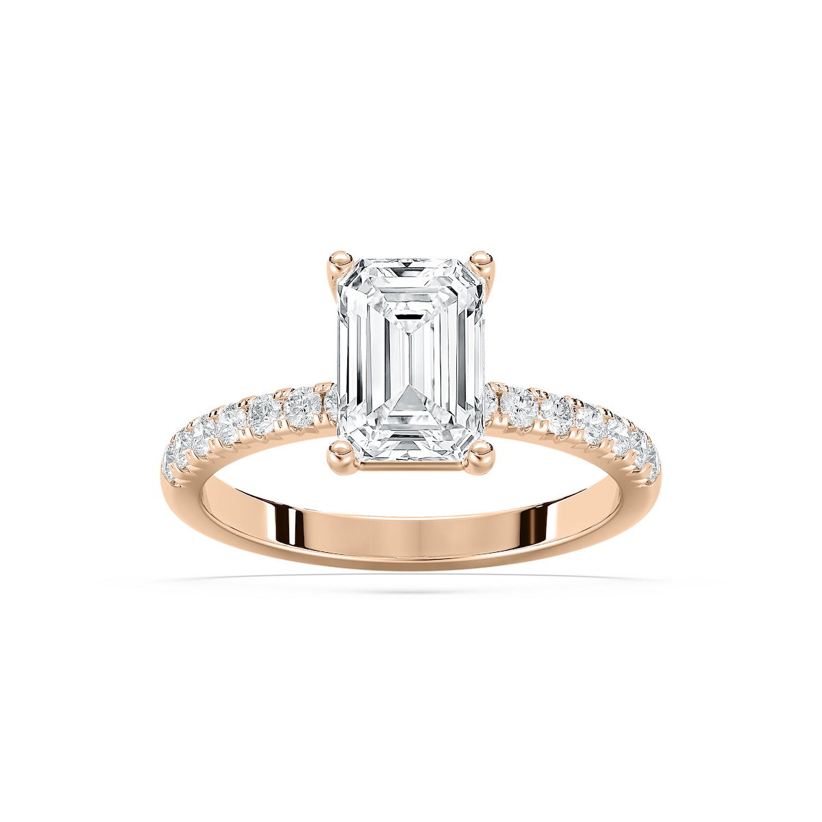 Celine French Pave Emerald Engagement Ring in Rose Gold