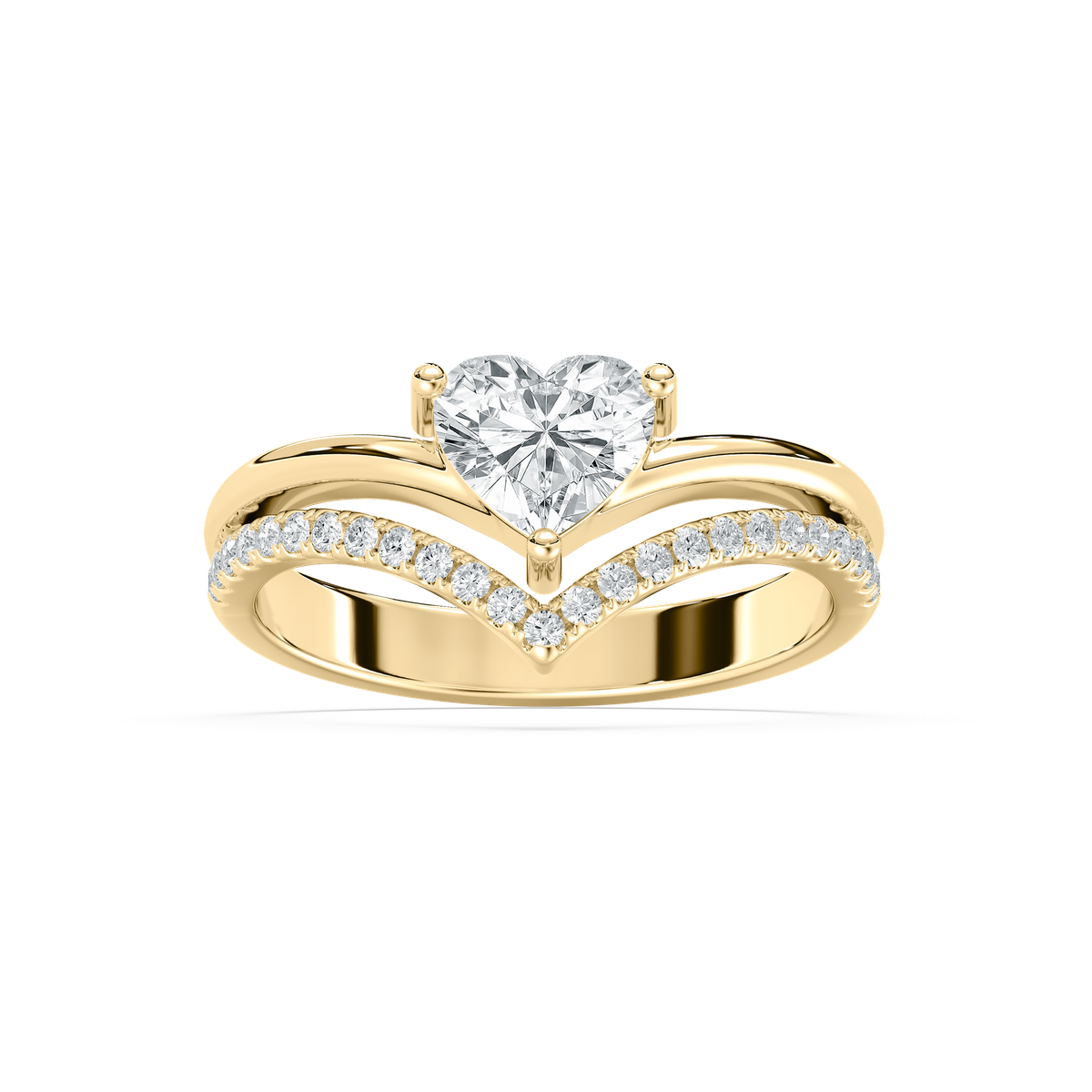 Chevron Heart Ring in yellow gold