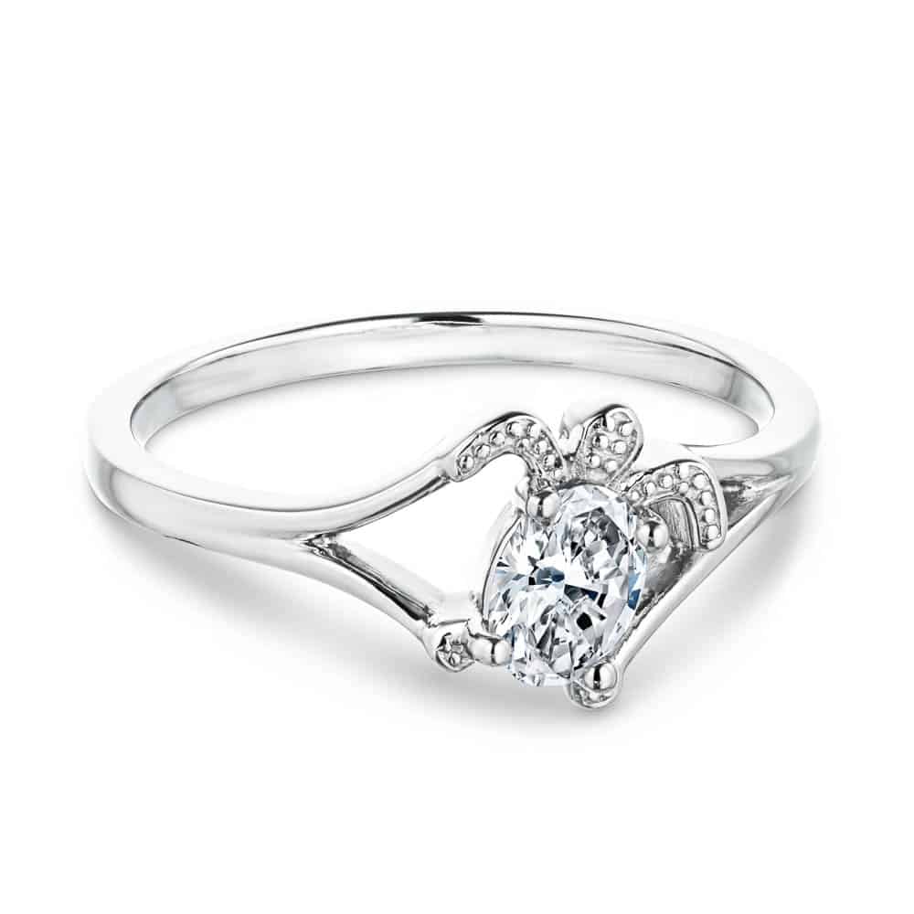 Shown with 1ct Oval Cut Lab Grown Diamond in 14k White Gold|Cute sea turtle engagement ring with 1ct oval cut lab grown diamond in 14k white gold