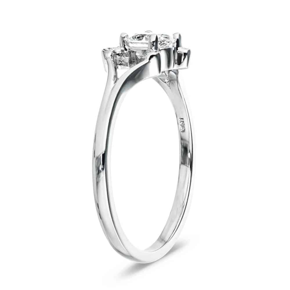 Shown with 1ct Oval Cut Lab Grown Diamond in 14k White Gold|Sea turtle engagement ring with 1ct oval cut lab grown diamond in 14k white gold shown from side