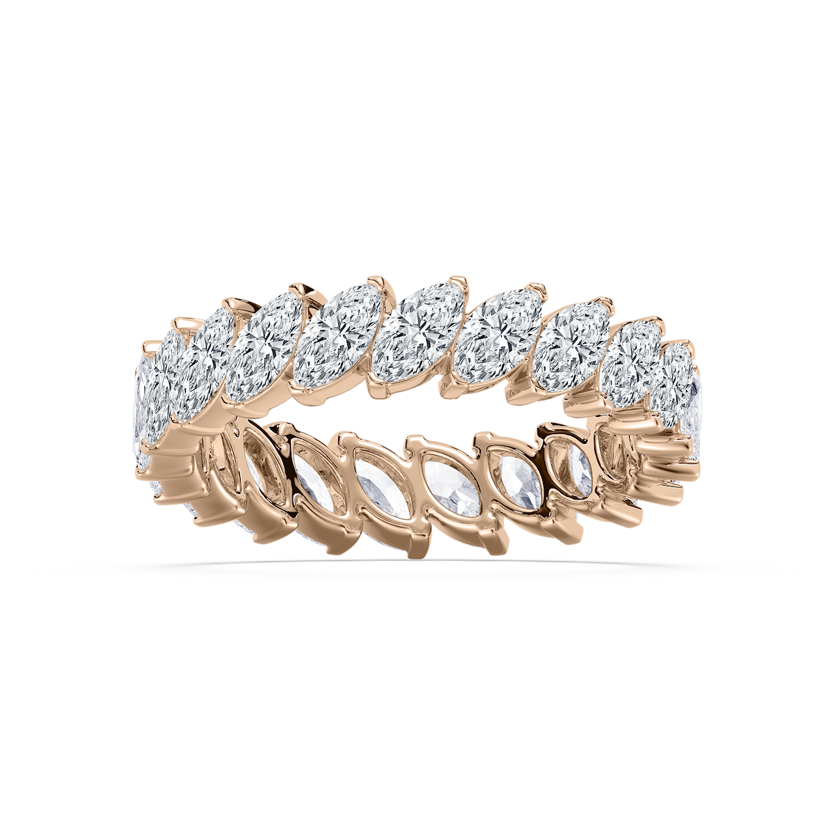 Curved Marquise Eternity Ring in Rose old