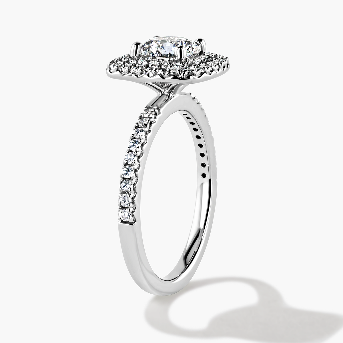 Diamond Accented Double Halo Engagement Ring - Round Cut 1.06ct Lab Grown Diamond