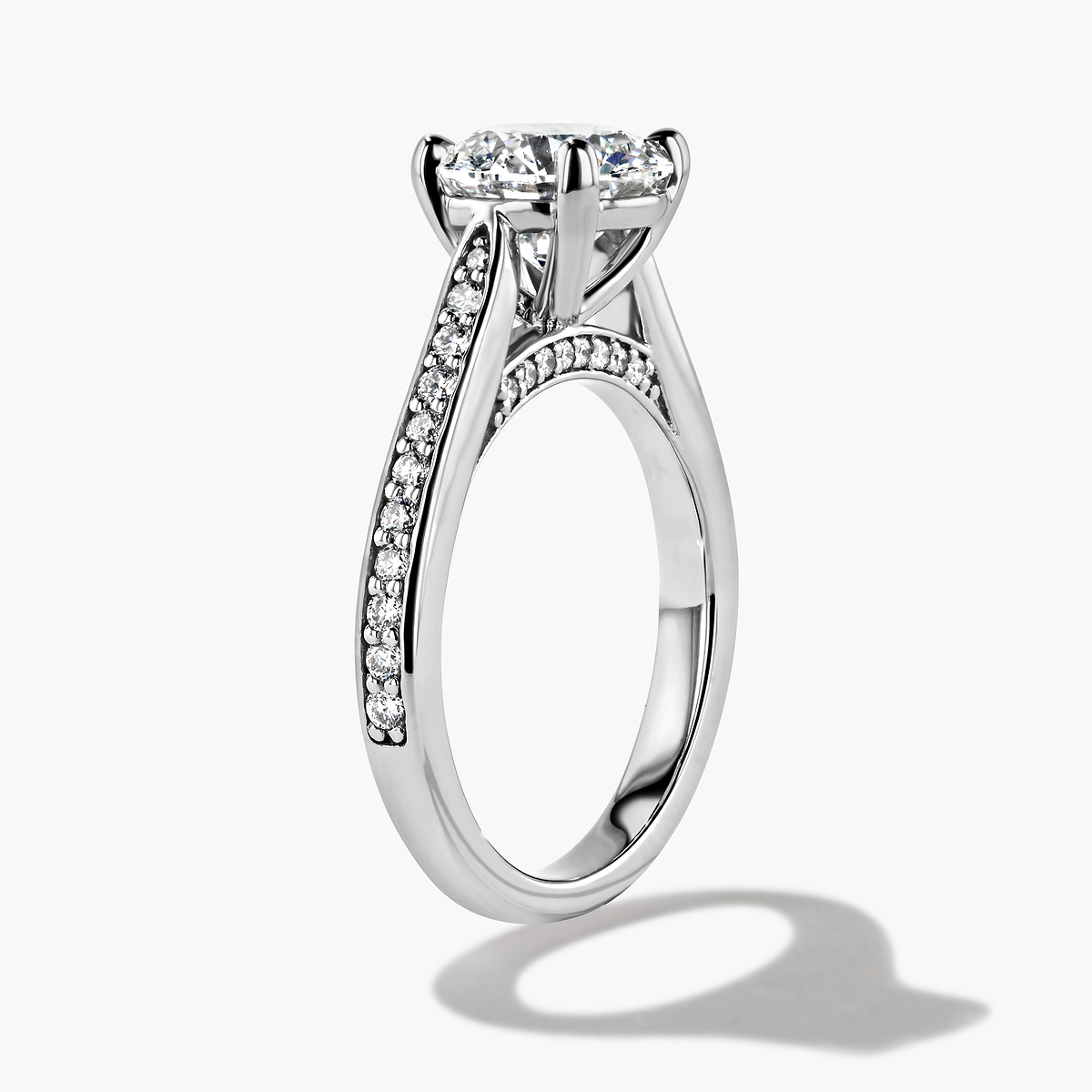 Diamond Accented Engagement Ring - Round Cut 2.11ct Lab Grown Diamond