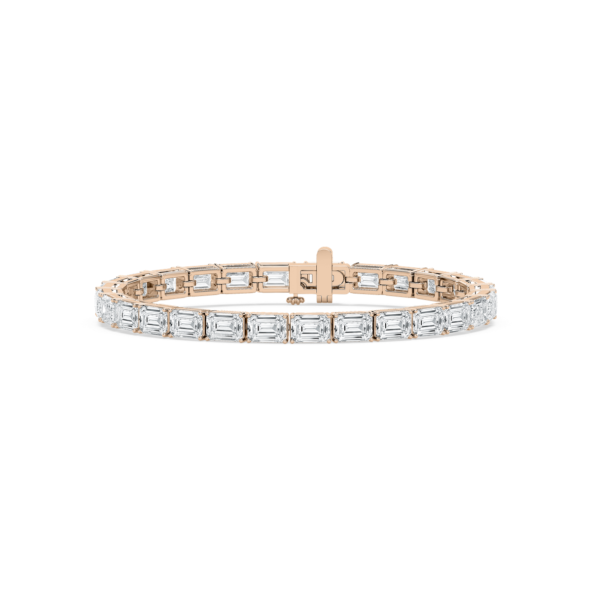 East West Emerald Tennis Bracelet in 14K Rose Gold