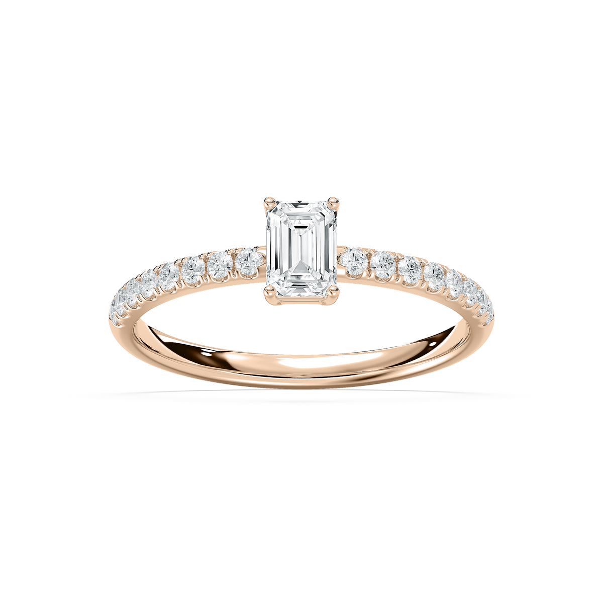 Eirlys Petite Emerald Engagement Ring in Rose Gold