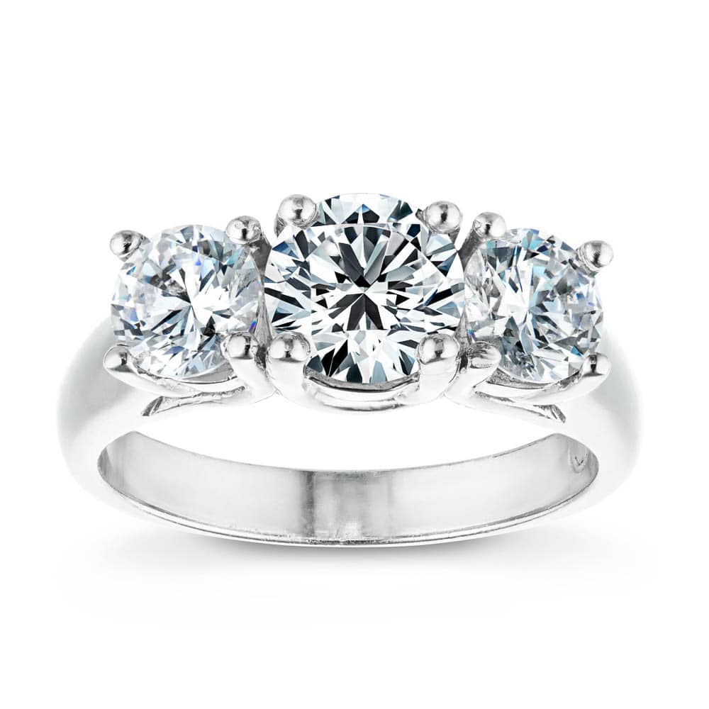 Shown with Three Round Cut Lab Grown Diamonds in 14k White Gold