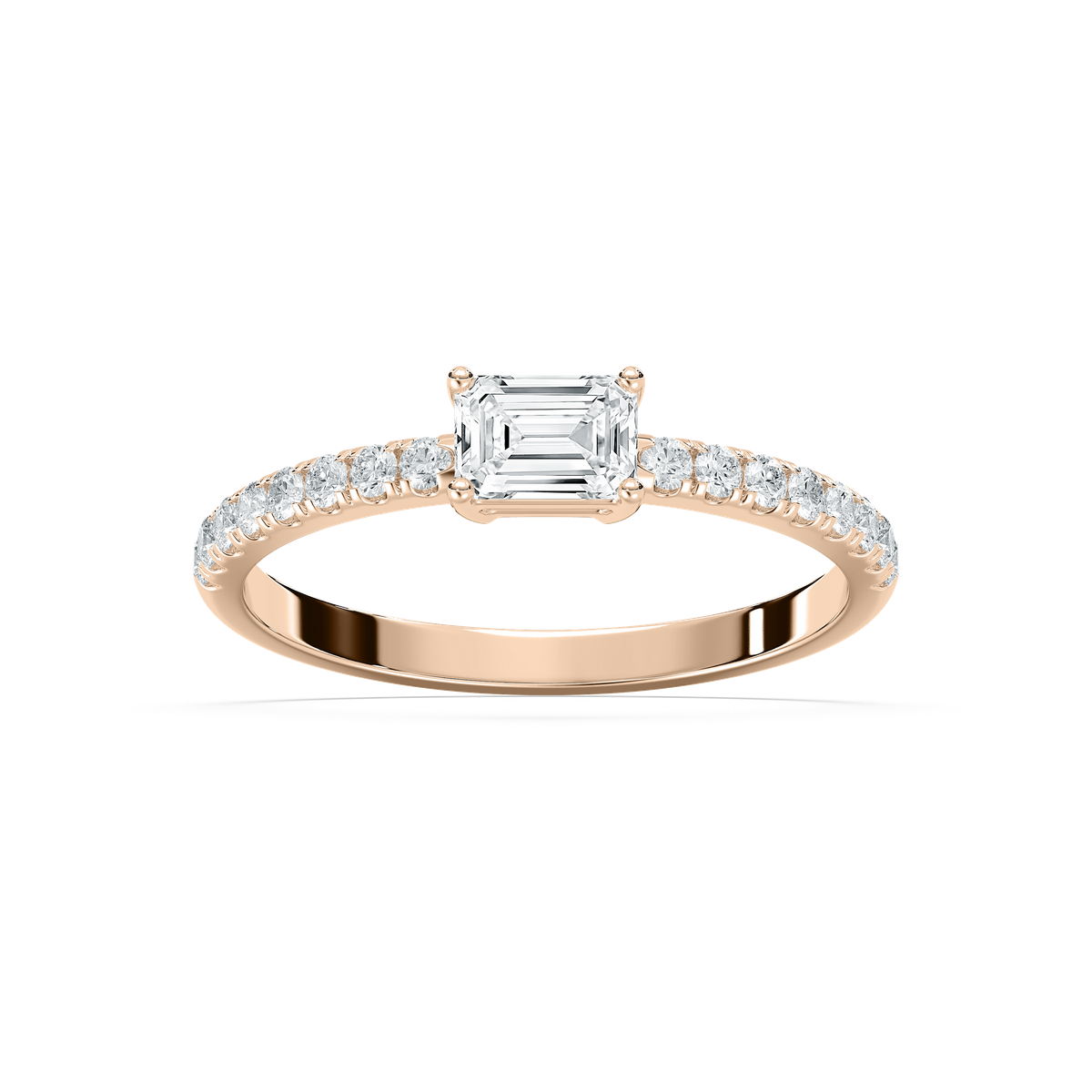 Emrys Petite Emerald Engagement Ring in Rose Gold