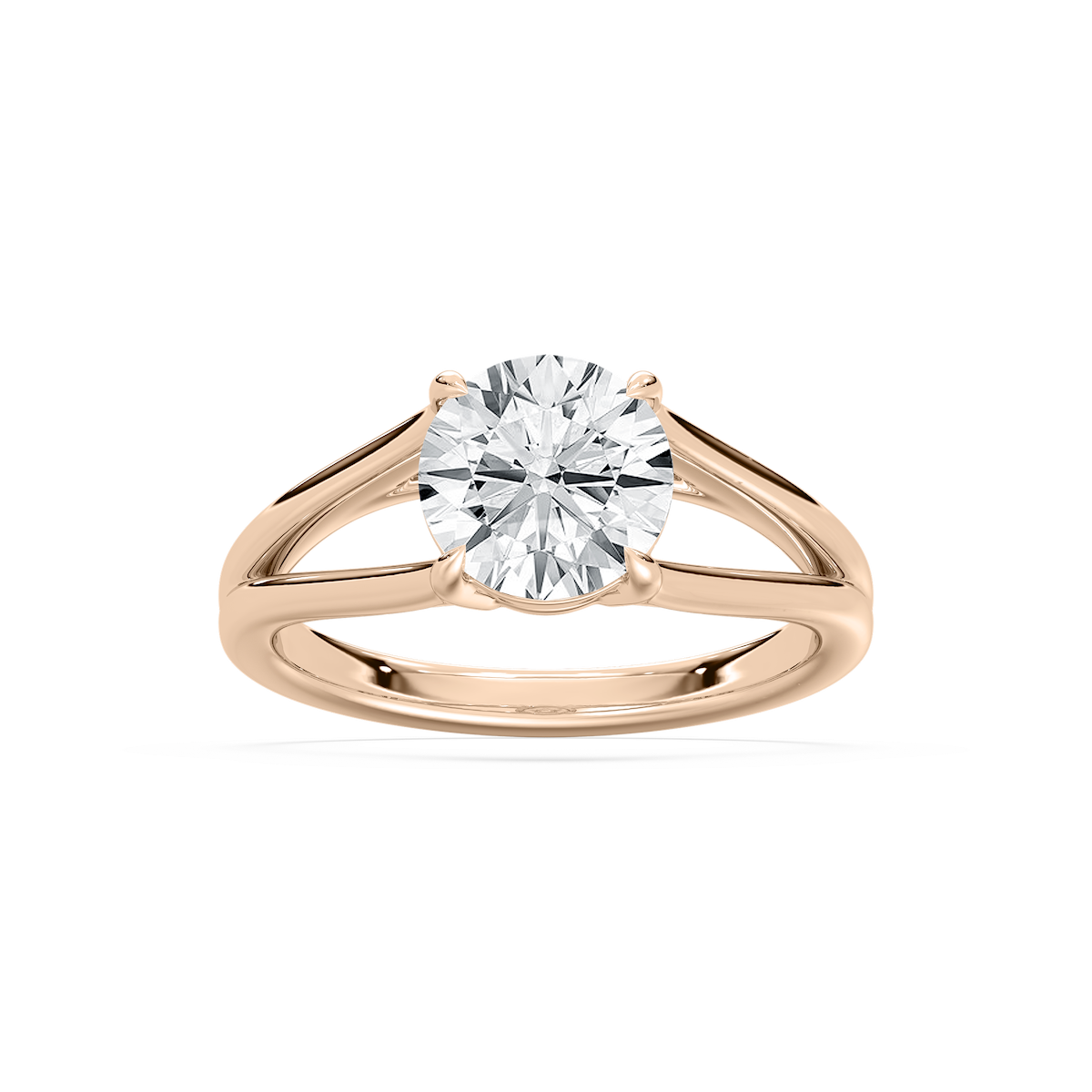 Esme Open Shank Round Solitaire Ring in Rose Gold
