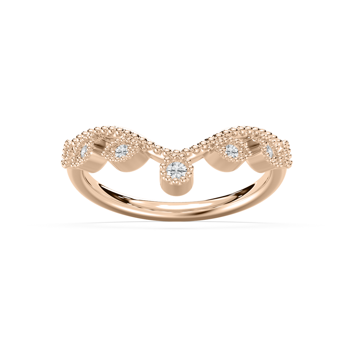 Fauna Vintage Wedding Band in Rose Gold