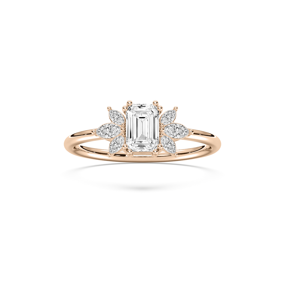 Fia Petite Emerald Engagement Ring in 14K Rose Gold