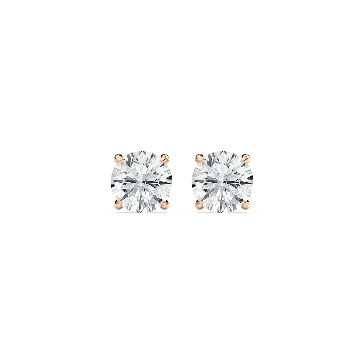 Hidden Halo Round Diamond Earrings in Rose Gold
