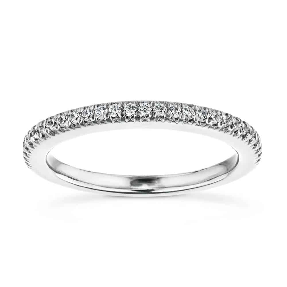 Diamond accented wedding band in recycled 14K white gold | Diamond accented wedding band in recycled 14K white gold