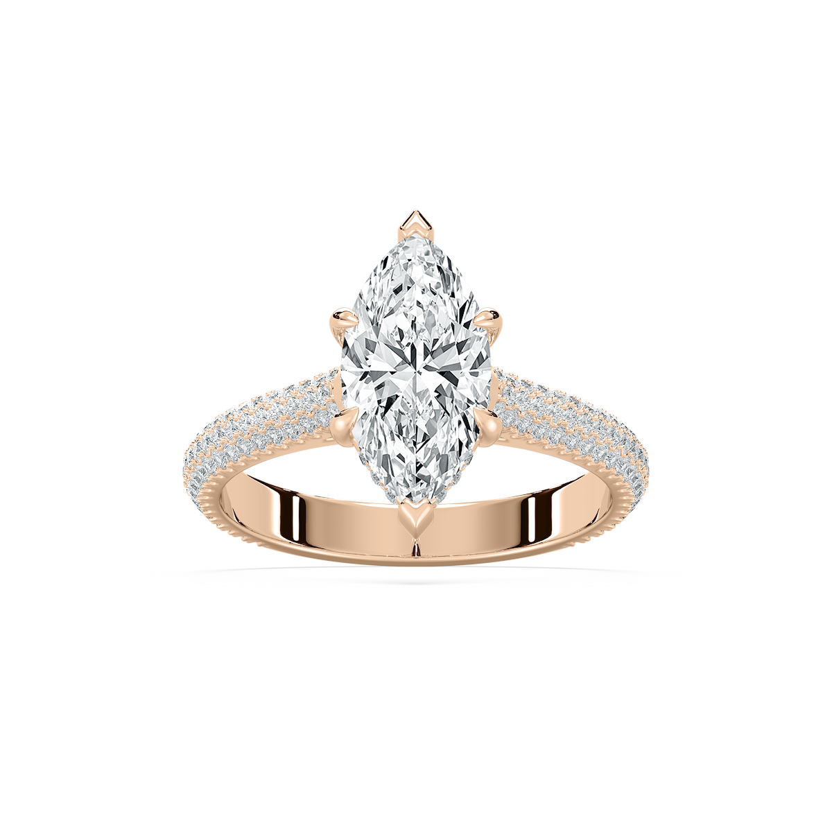 Jessa Luxe Pave Marquise Engagement Ring in Rose Gold