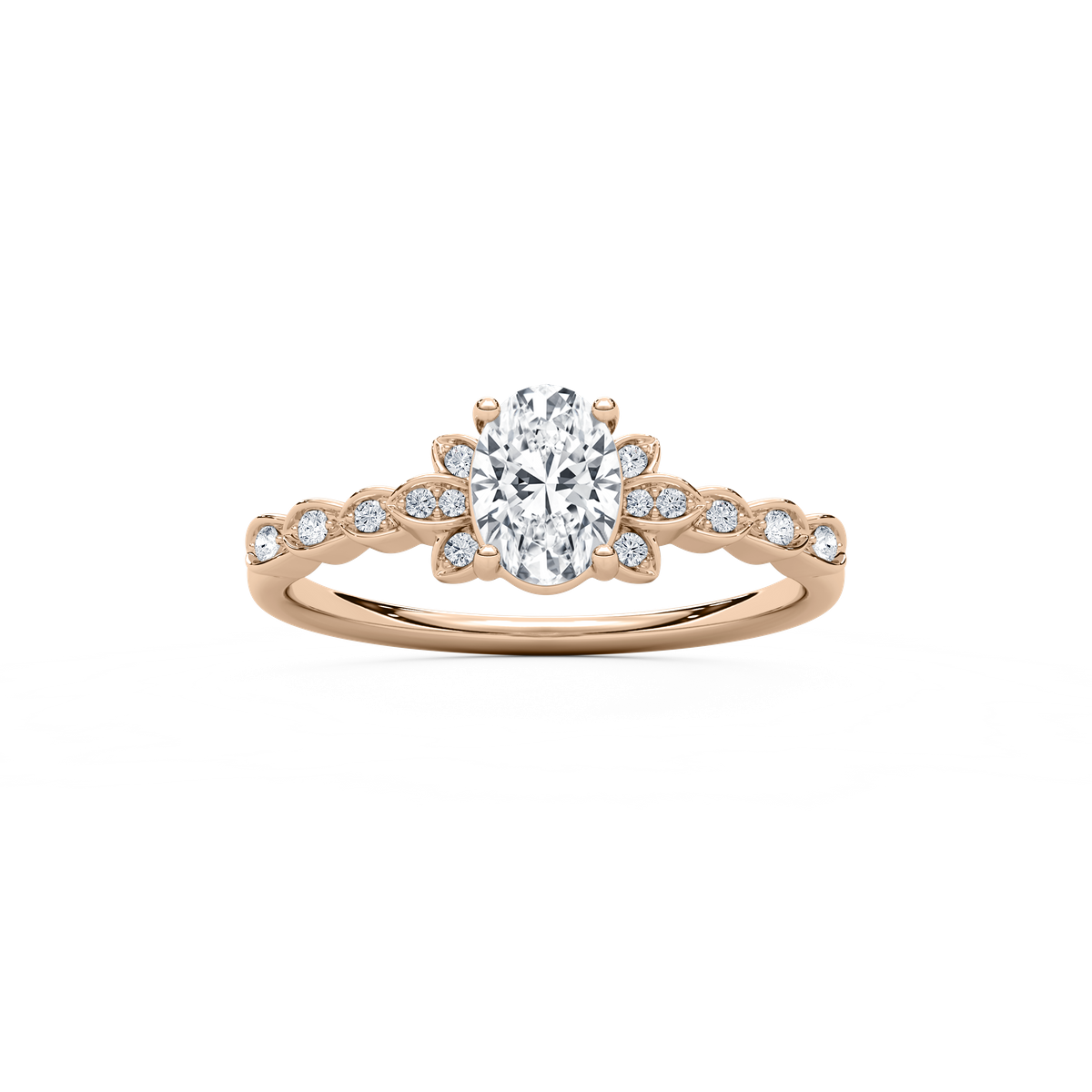 Leonie Petite Oval Engagement Ring in Rose Gold