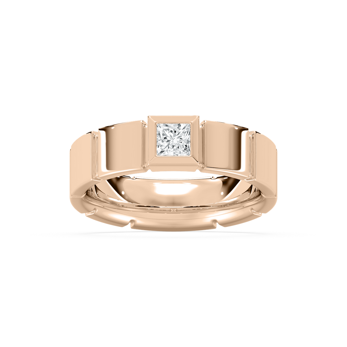 Liam Square Cut Wide Band in Rose Gold