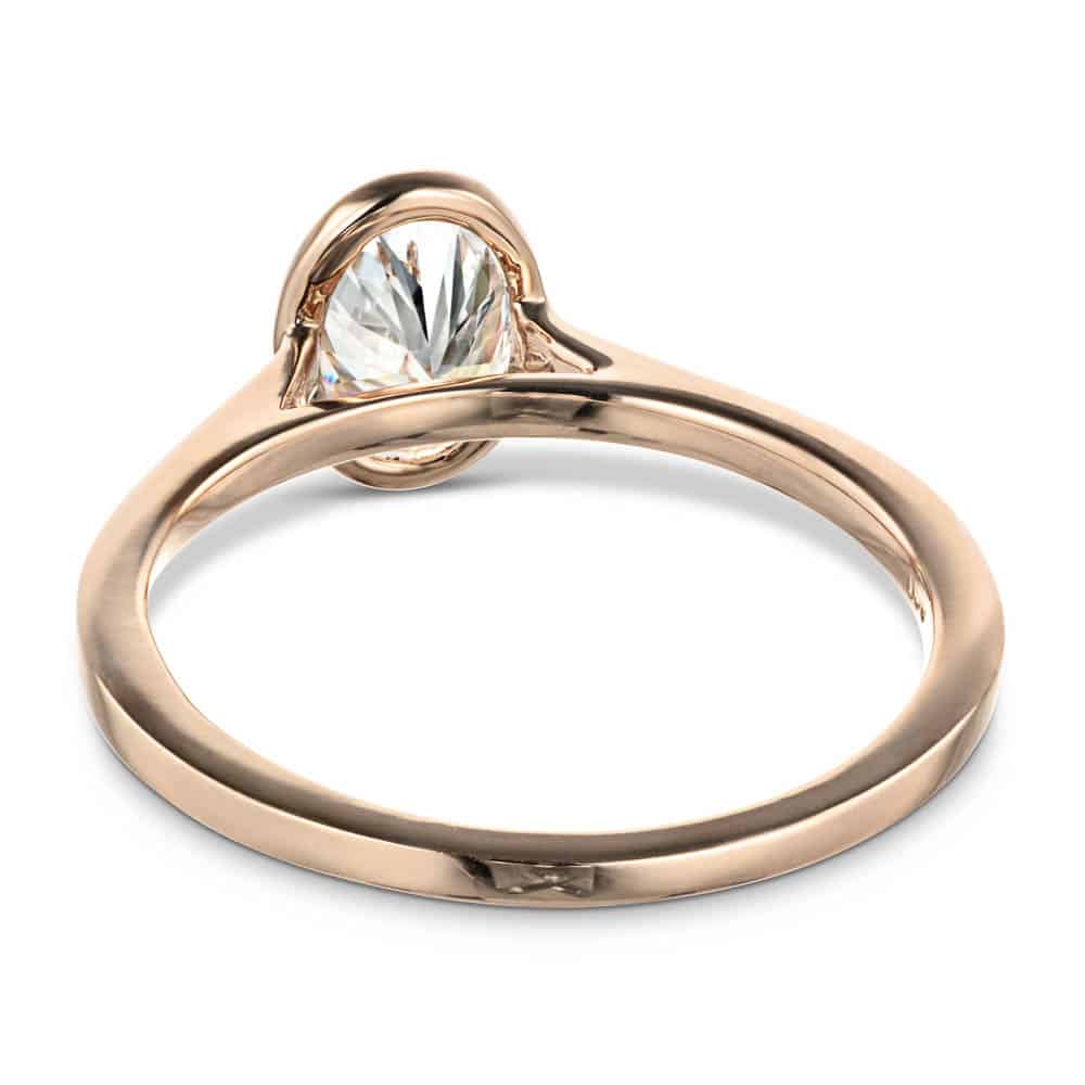 Shown In 14K Rose Gold With An Oval Cut Center Stone|bezel solitaire ring with an oval cut lab grown diamond center stone