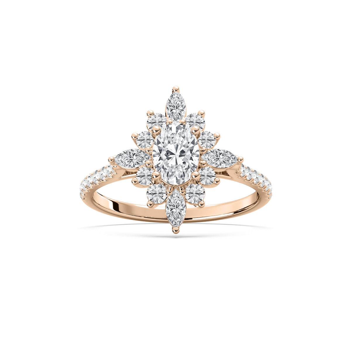 Lillith Petite Oval Engagement Ring in Rose Gold