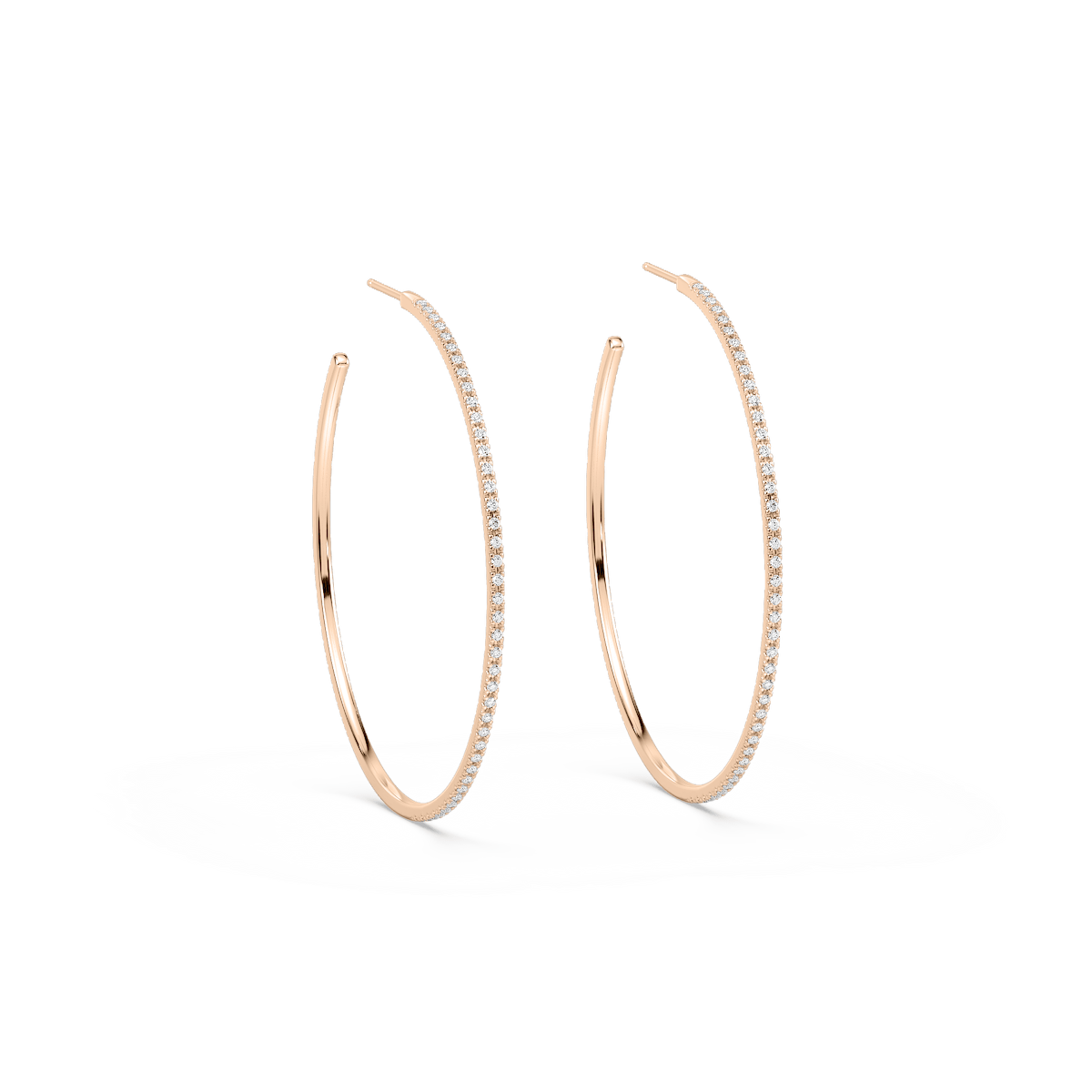 1/2 ctw Round Lab Grown Diamond 2 Inch Skinny Hoop Earrings