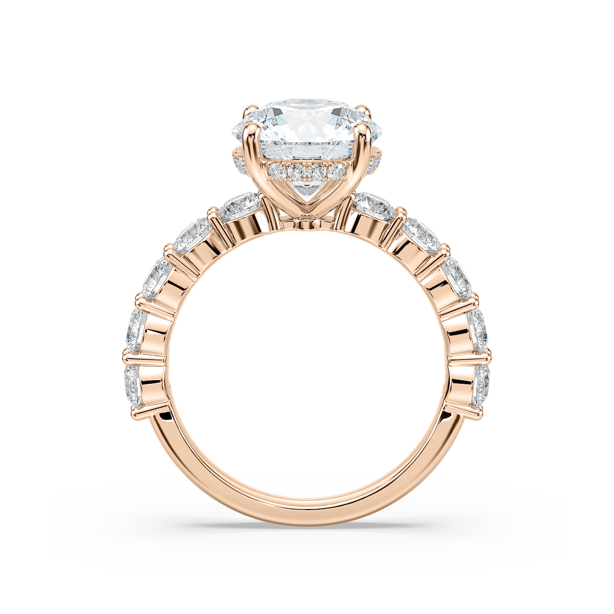 Uma Round Lab Grown Diamond Shared Prong Hidden Halo Engagement Ring