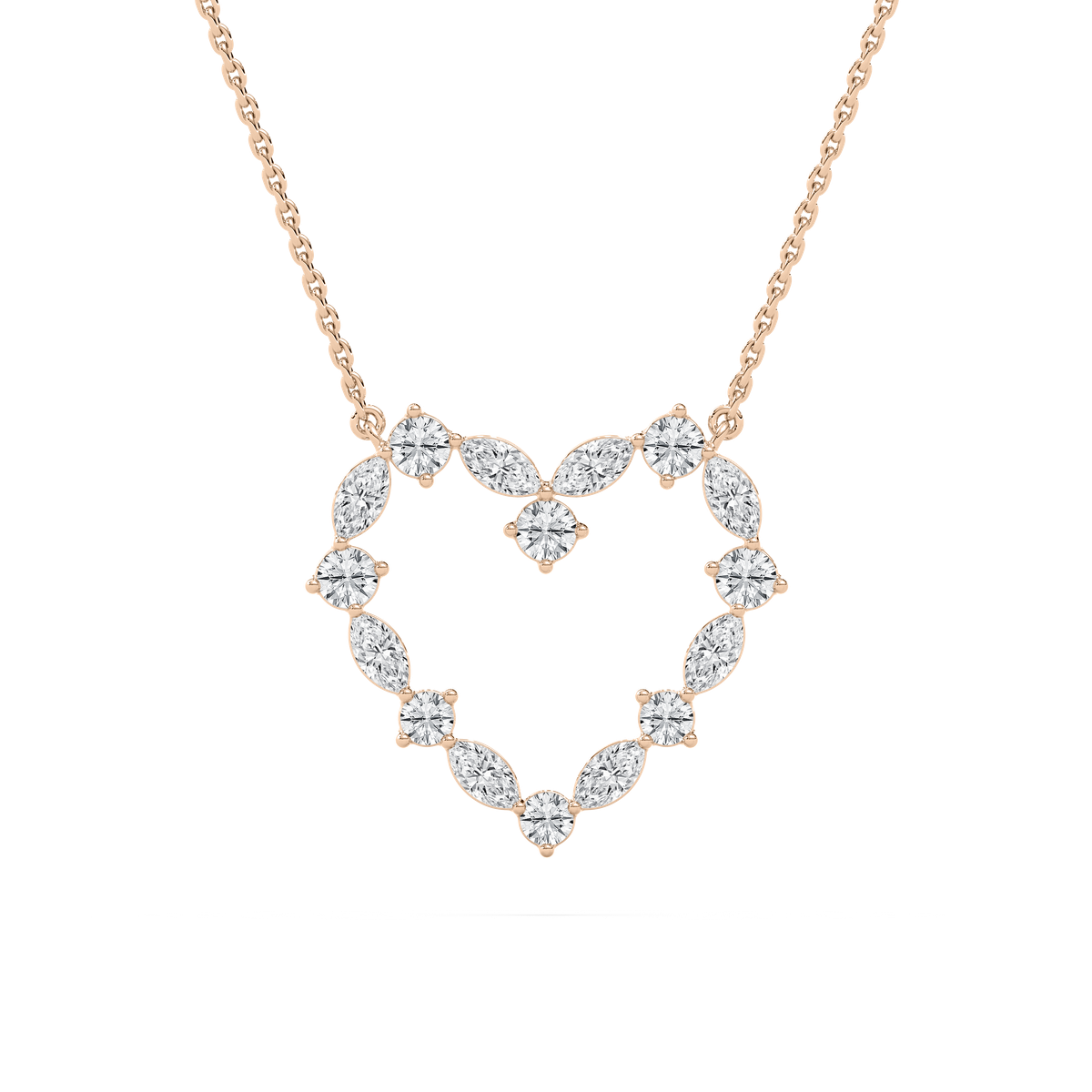 Marquise Heart Necklace in 14K Rose Gold