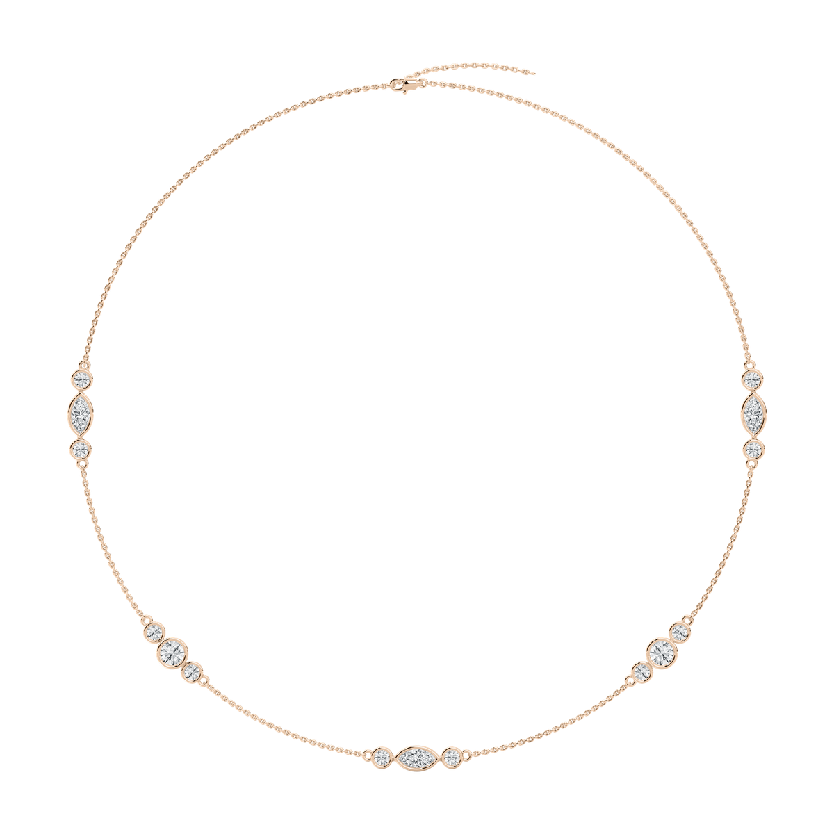 Marquise Round Chain Necklace in Rose Gold
