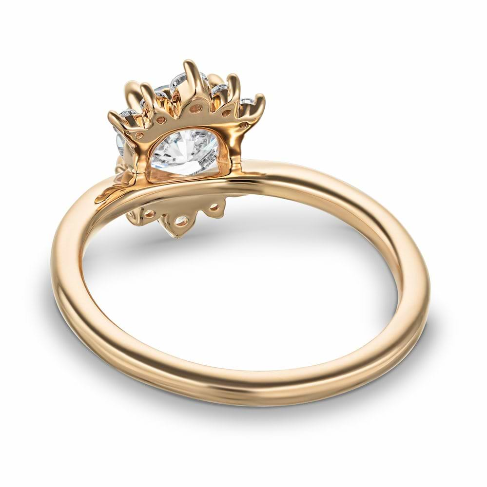 Shown with 1ct Round cut Lab Grown Diamond in 14k Rose Gold