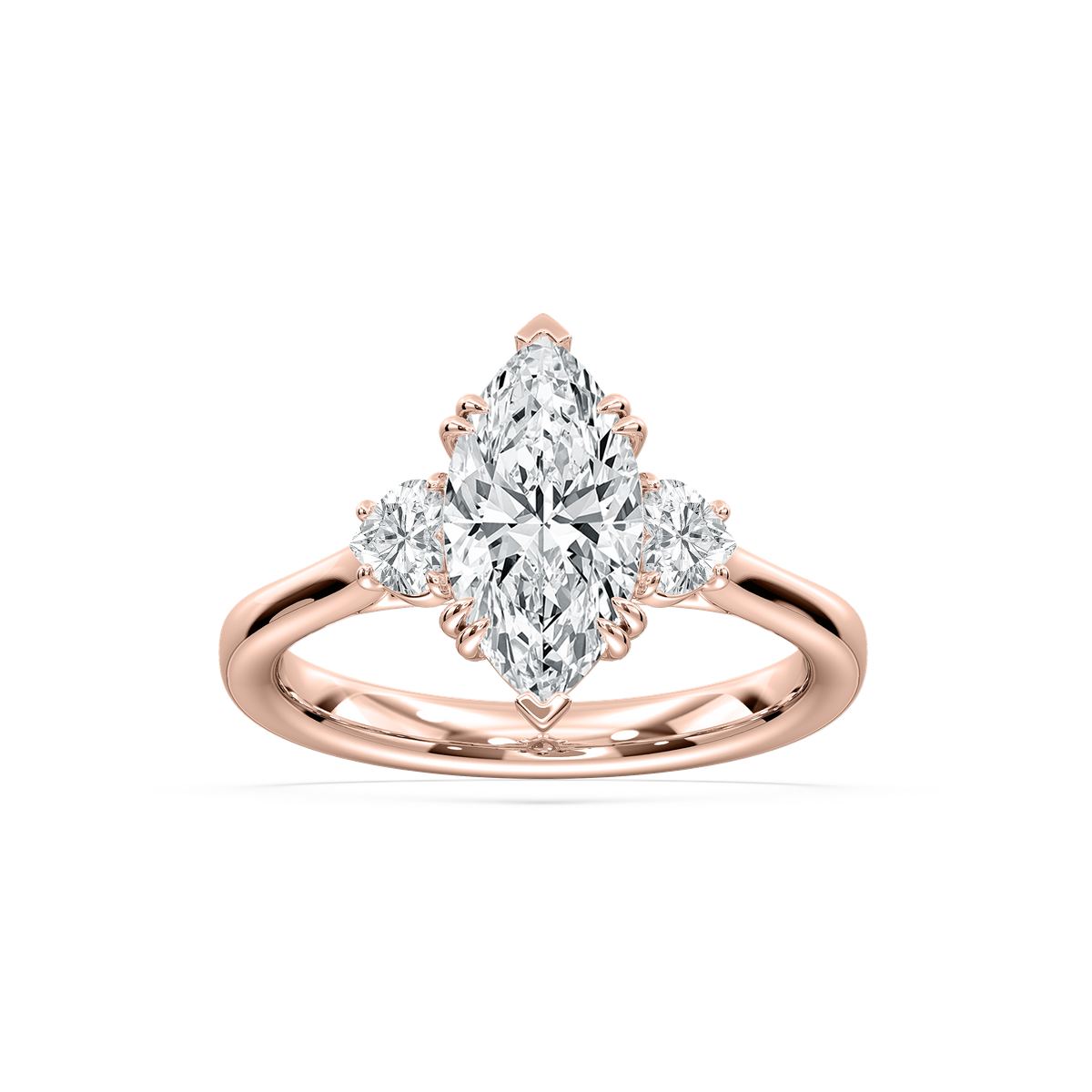 Merryn Marquise Three Stone Ring in Rose Gold