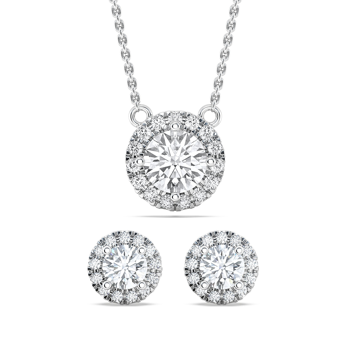 Halo Pendant and Earrings Set