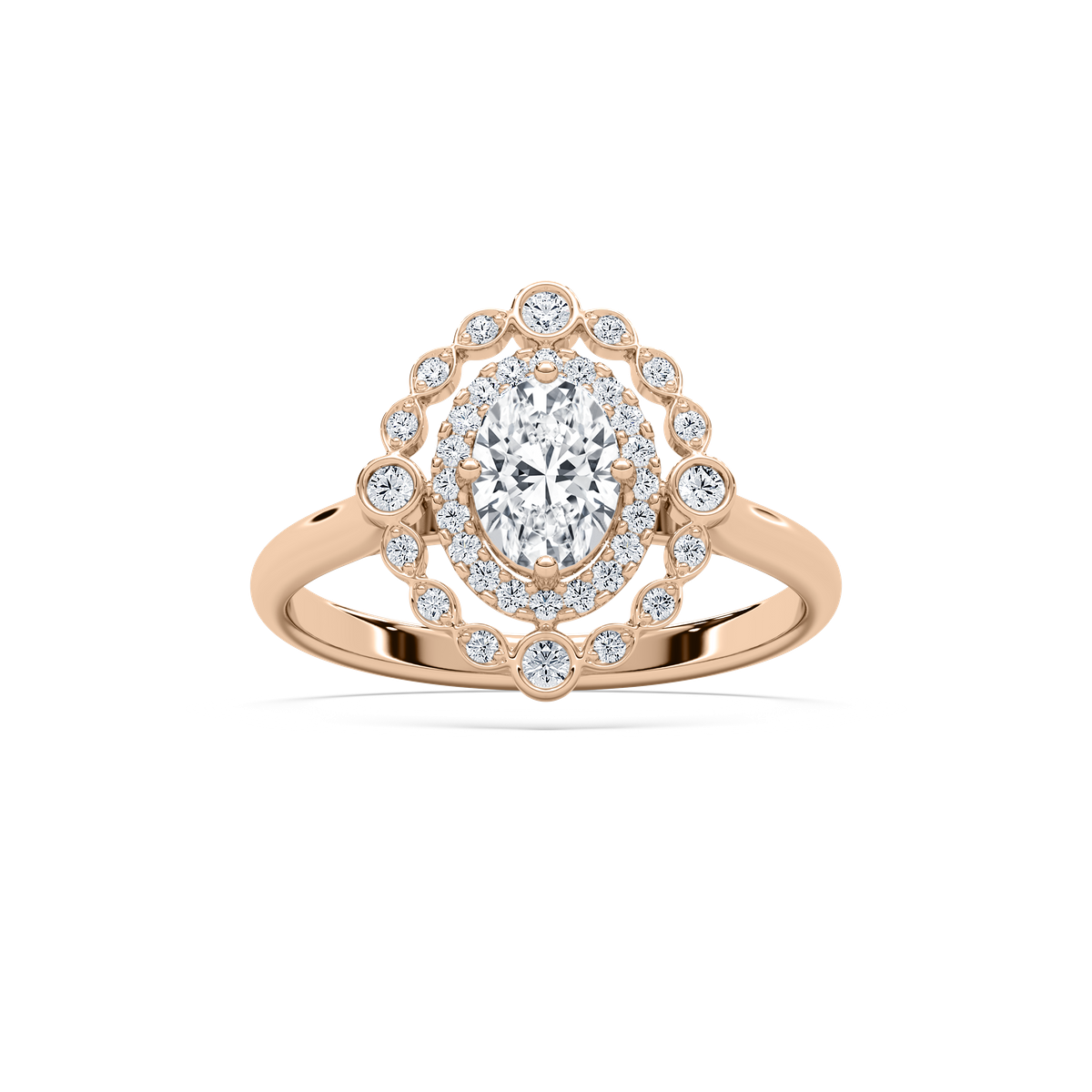 Naida Petite Oval Engagement Ring in Rose Gold