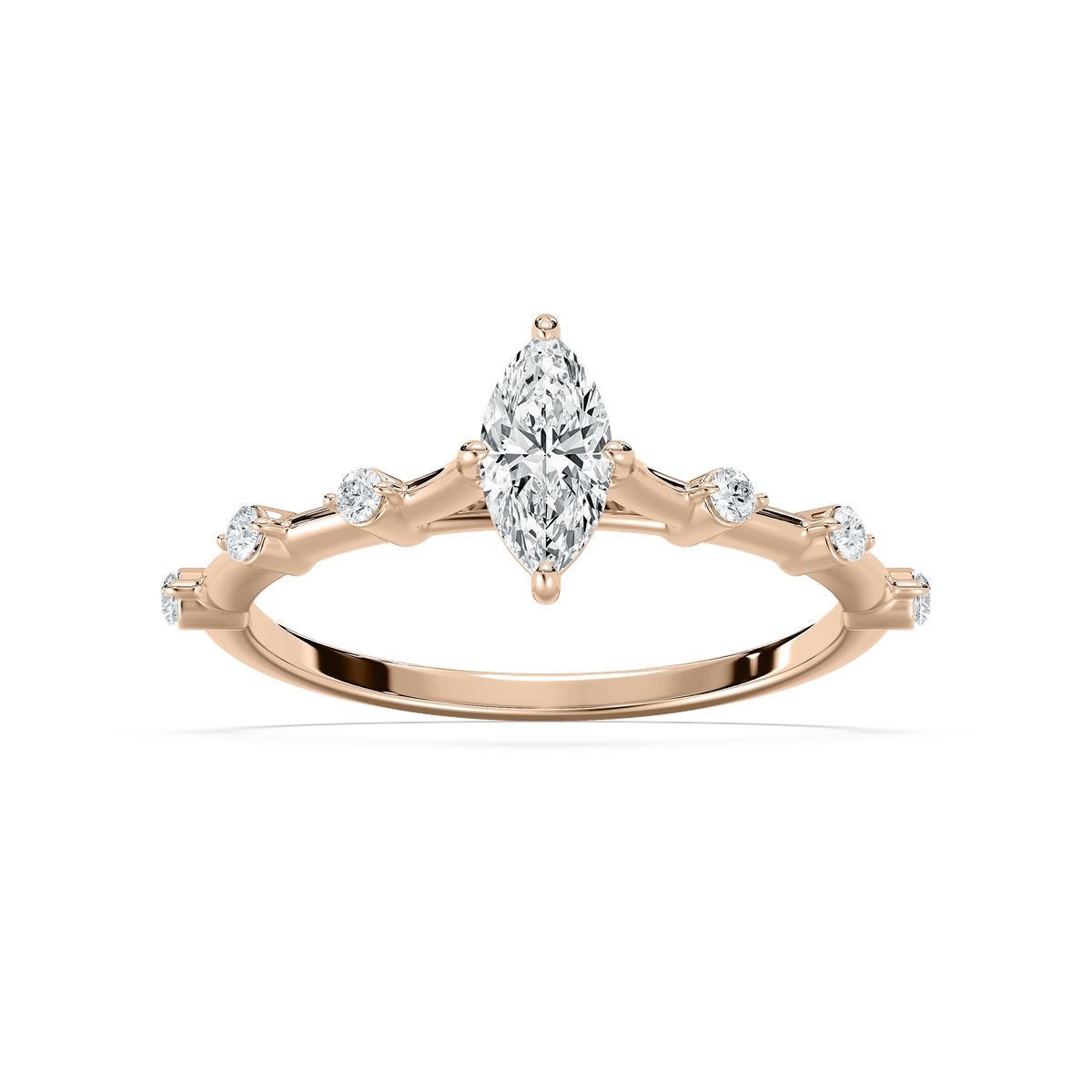 Nika Petite Marquise Engagement Ring in Rose Gold