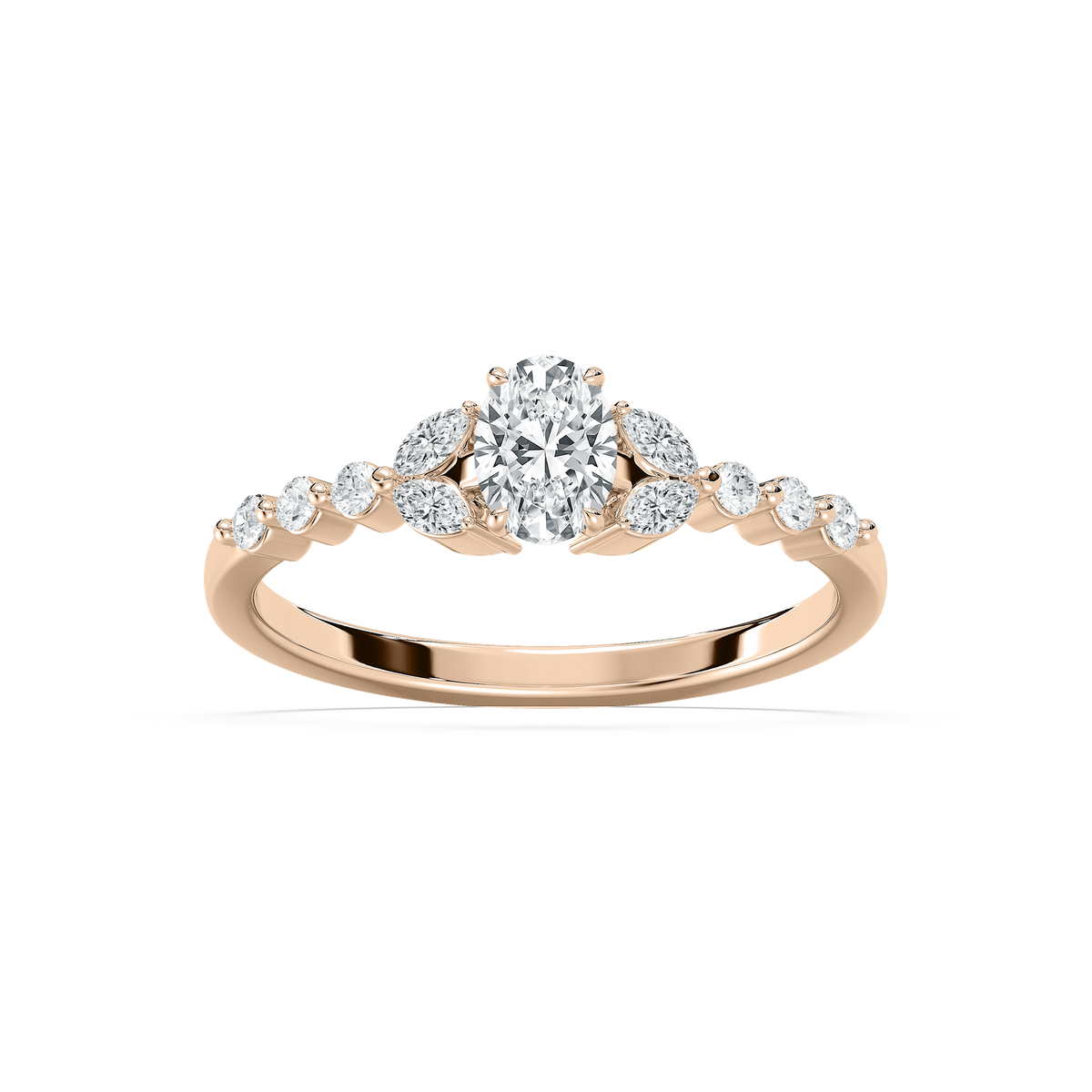 Oona Petite Oval Engagement Ring in Rose Gold