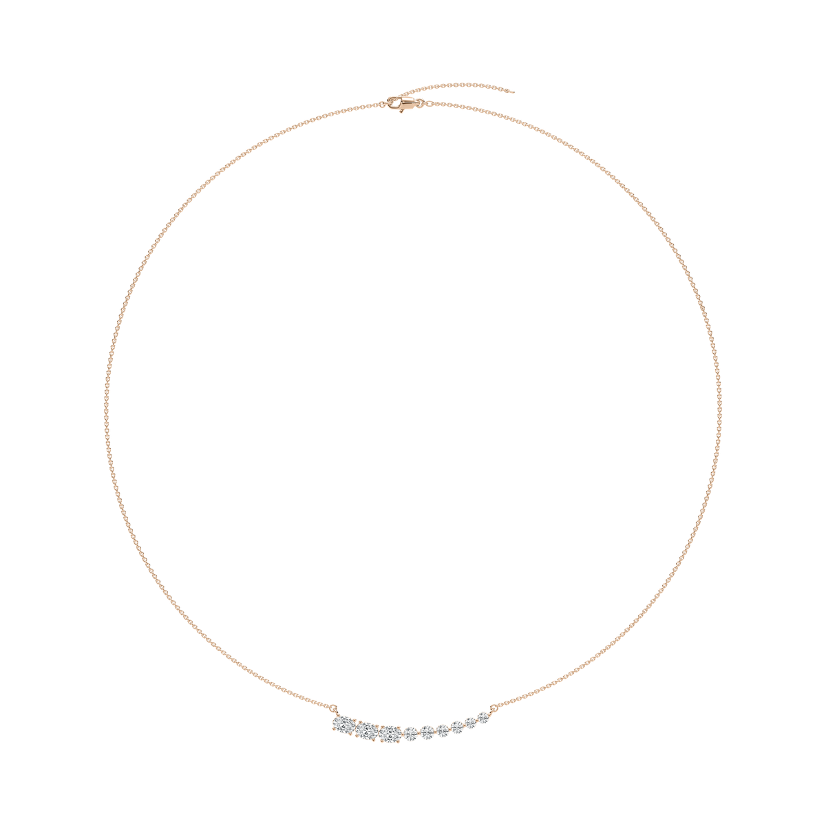 Oval and Round Bar Necklace in Rose Gold