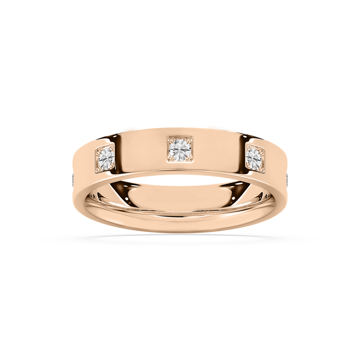 Owen Flat Edge Band in Rose Gold
