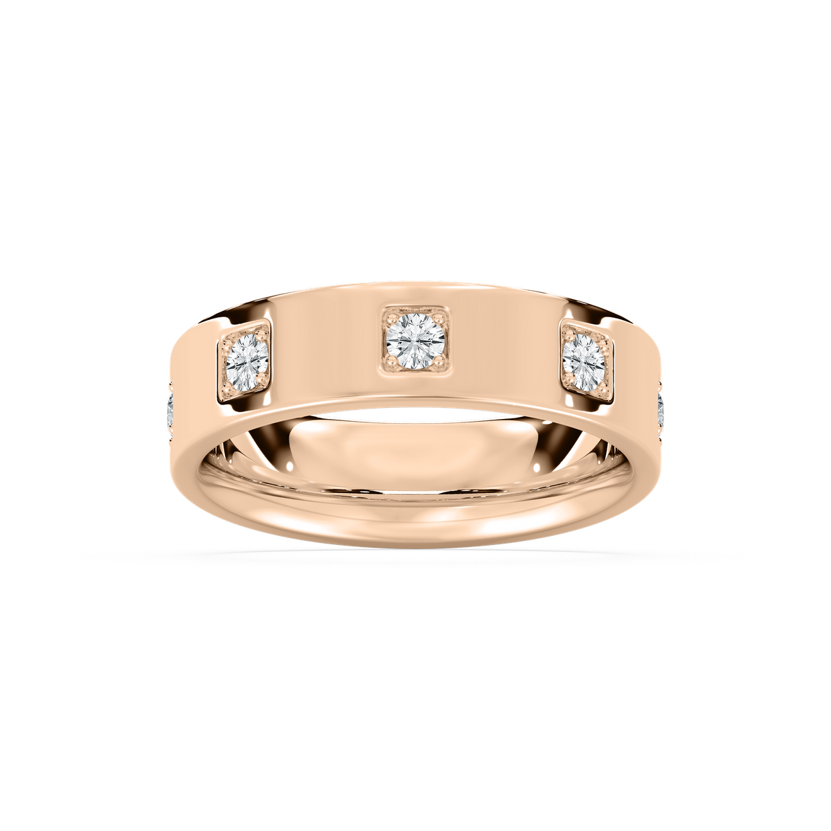Owen Flat Edge Wider Band in Rose Gold