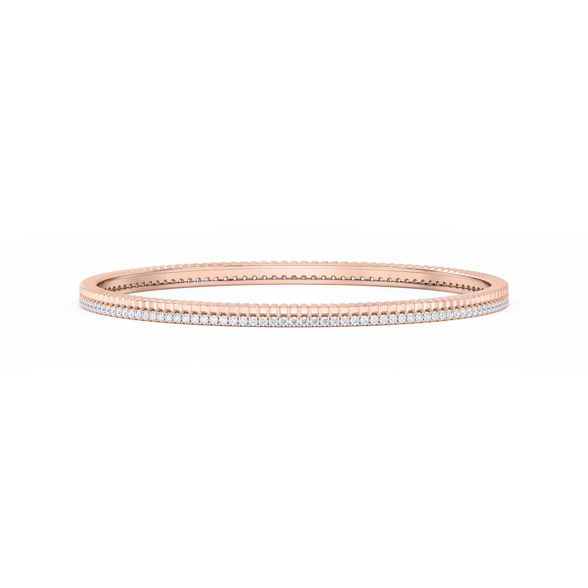 1 ½ ctw Round Lab Grown Diamond Double Row Bangle Bracelet  - 7.25 Inches