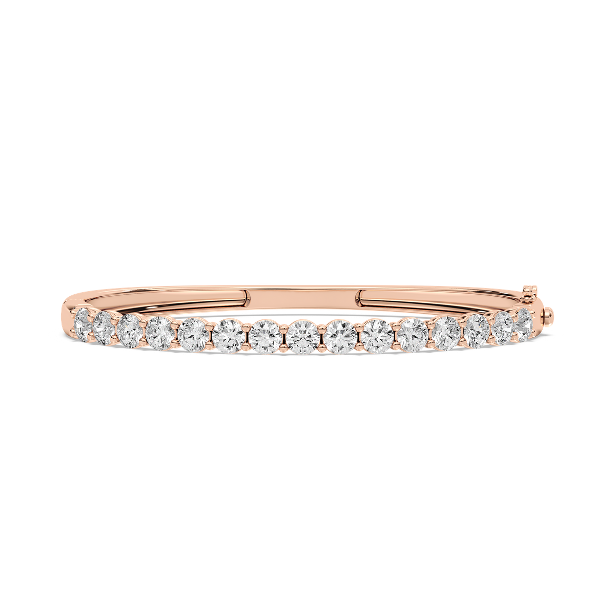 Round Cut Diamond Hinged Bangle