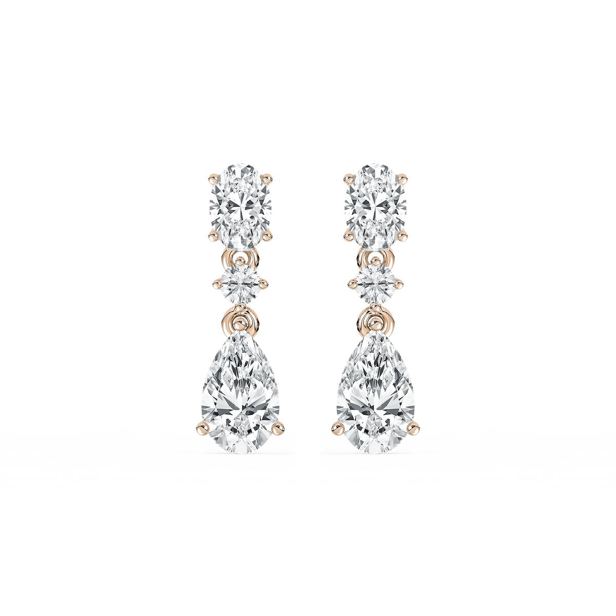 Oval and Pear Trio Drop Earrings